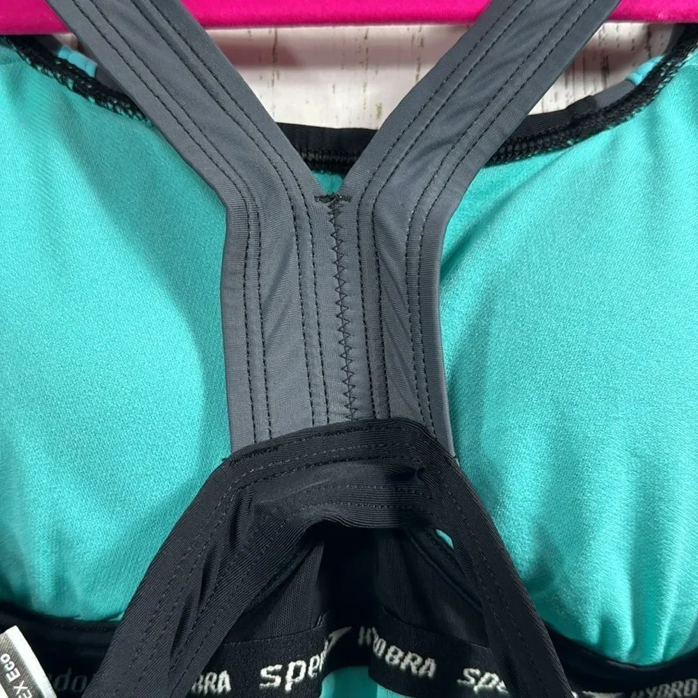Speedo Womens Black Aqua Racerback Hydro Bra One Piece Swimsuit